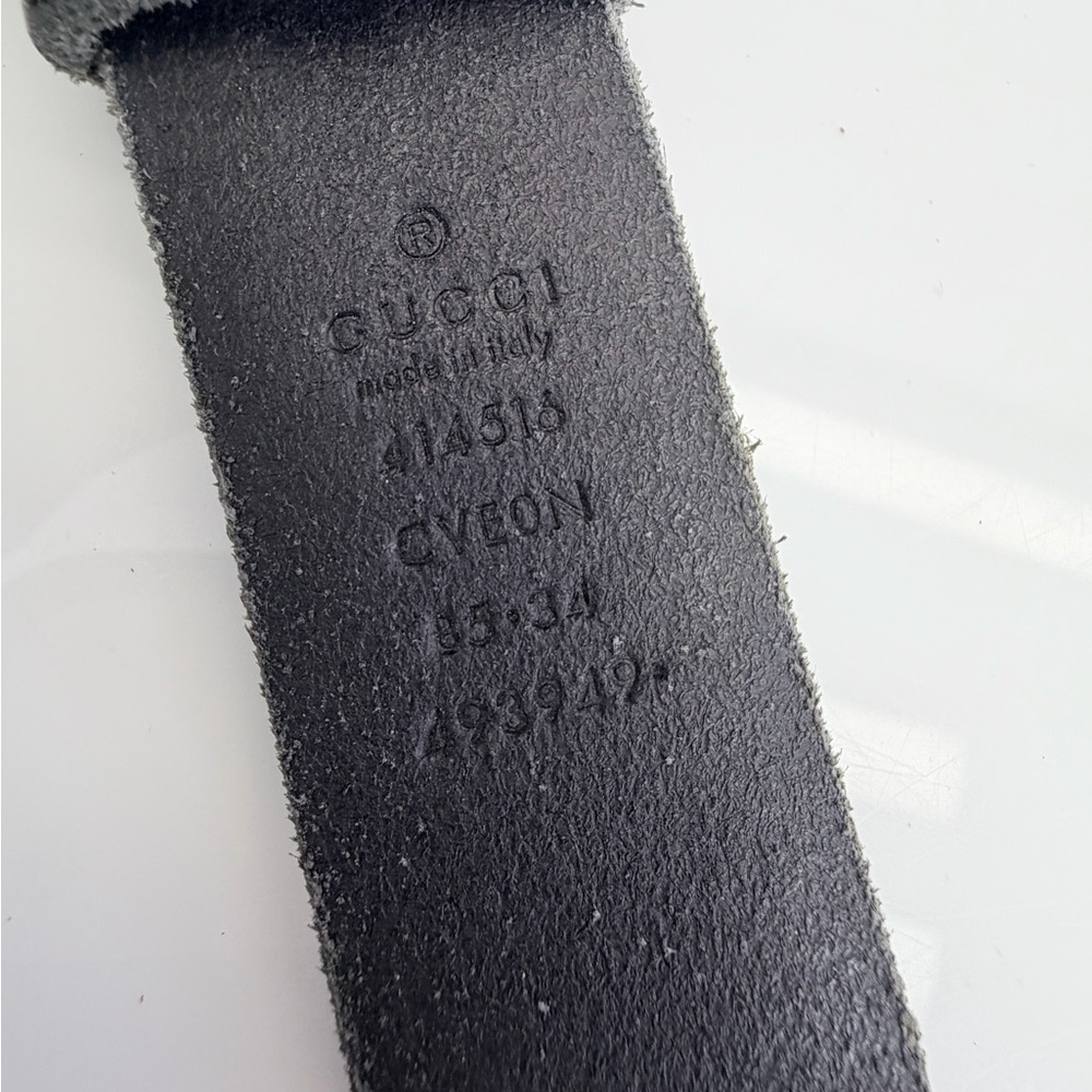 Gucci Black Raw Edge Leather Marmont Belt l Silver Buckle 414516 85/34 - Picture 9 of 11